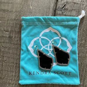 Alex Silver Drop Earrings In Black Opaque Glass